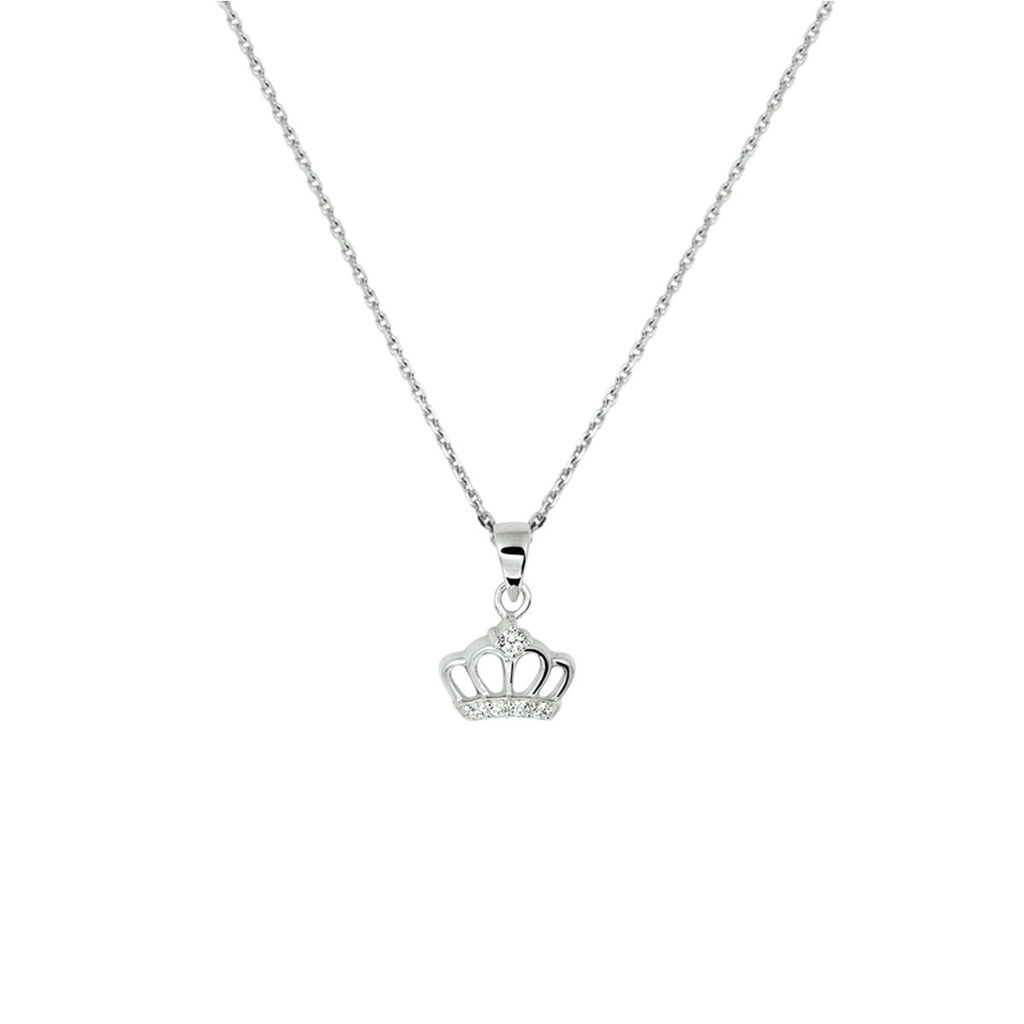 Halskette Krone Zirkonia 36 + 4 cm Silber rhodiniert
