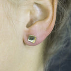 Vierkante oorstekers zilver verguld