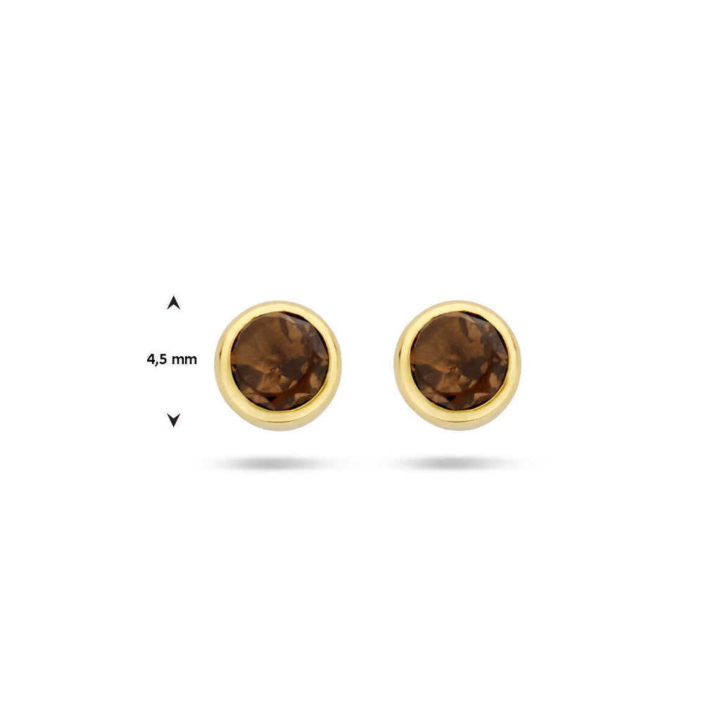 Ohrstecker Rauchquarz 4,5 mm 14K Gelbgold