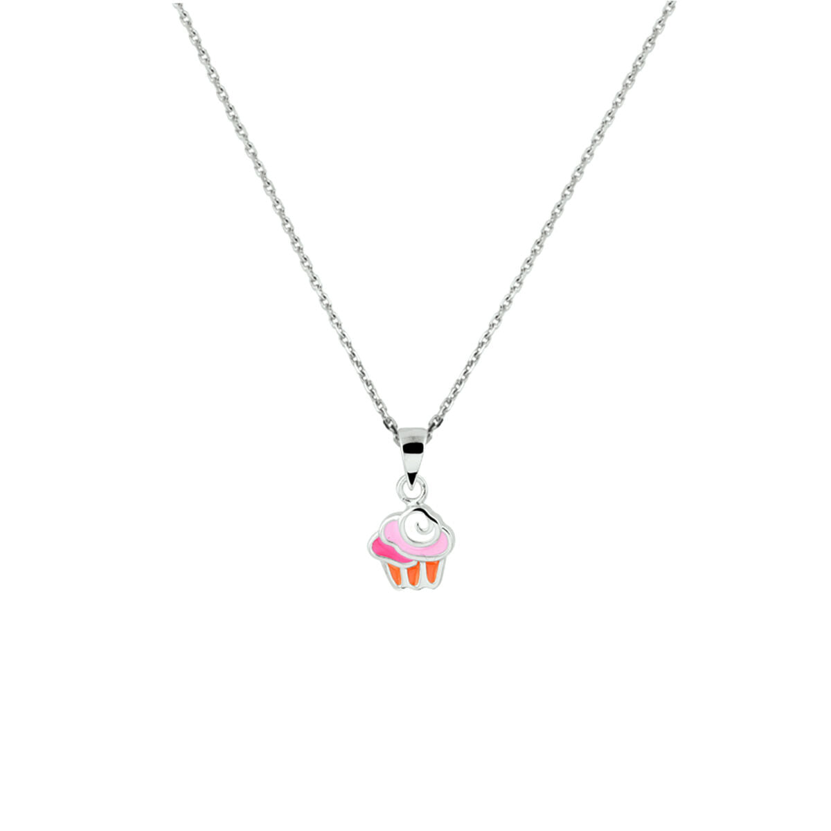 Halskette Cupcake Emaille 36 + 4 cm Silber rhodiniert
