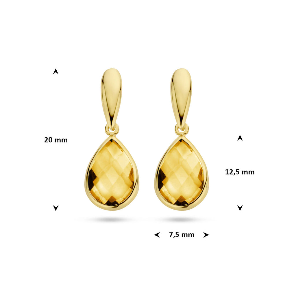 oorhangers citrien 20 mm 14K geelgoud