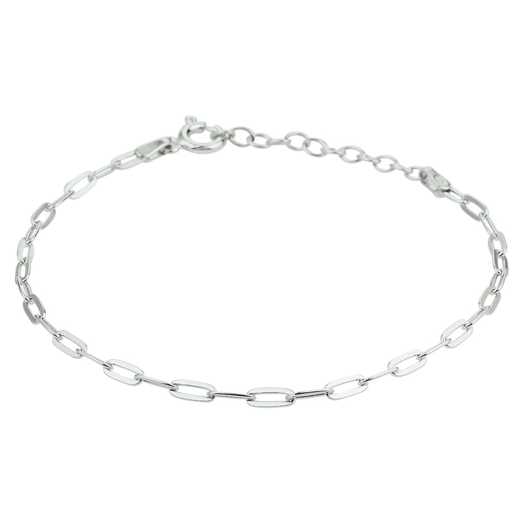 Armband Büroklammer Flachrohr 2,4 mm 16 + 3 cm Silber rhodiniert