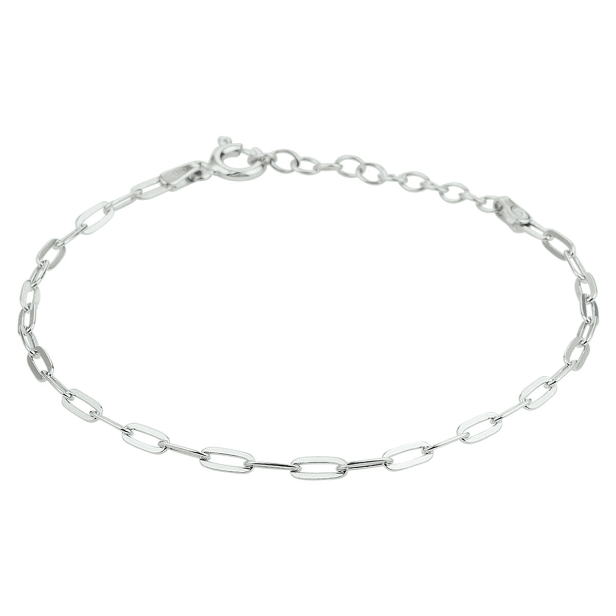 Armband Büroklammer Flachrohr 2,4 mm 16 + 3 cm Silber rhodiniert