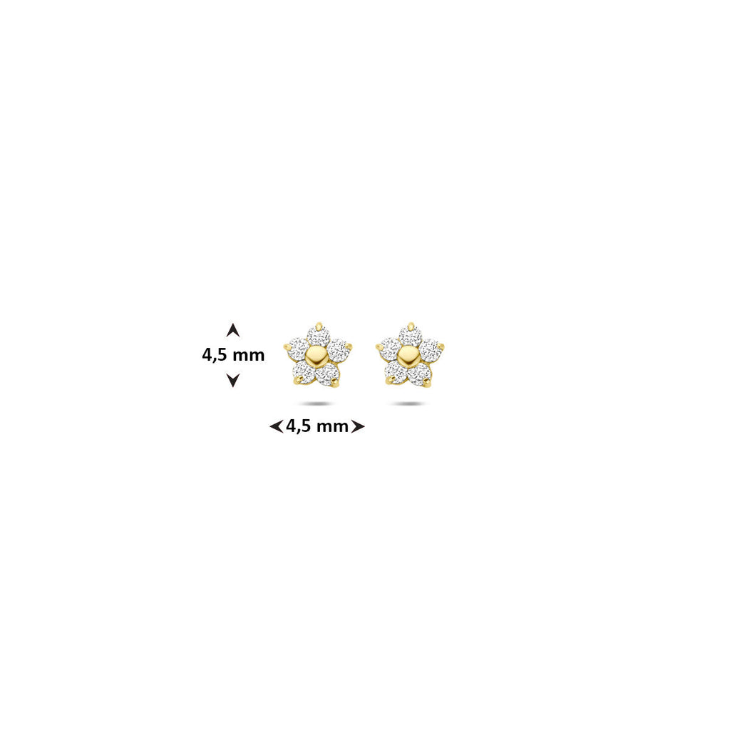 Ohrstecker Blume Zirkonia 4,5 mm 14K Gelbgold