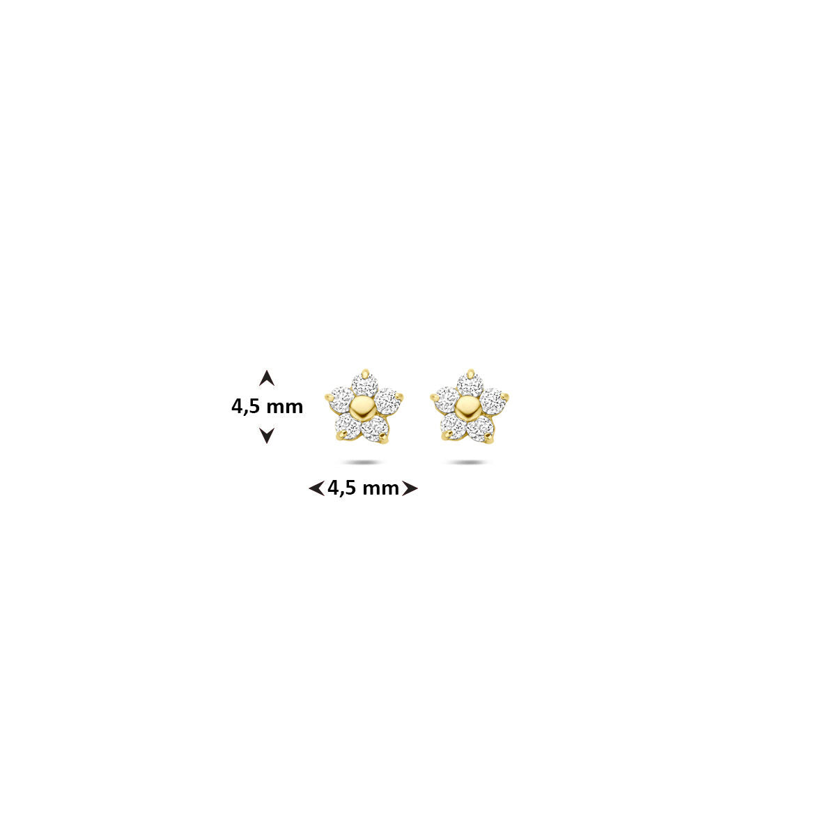 Ohrstecker Blume Zirkonia 4,5 mm 14K Gelbgold
