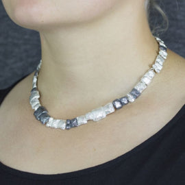 Collier zilver oxy met vierkantjes