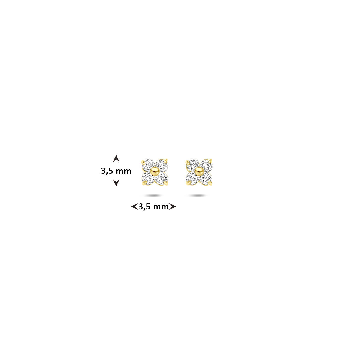 Ohrstecker Blume Zirkonia 3,5 mm 14K Gelbgold