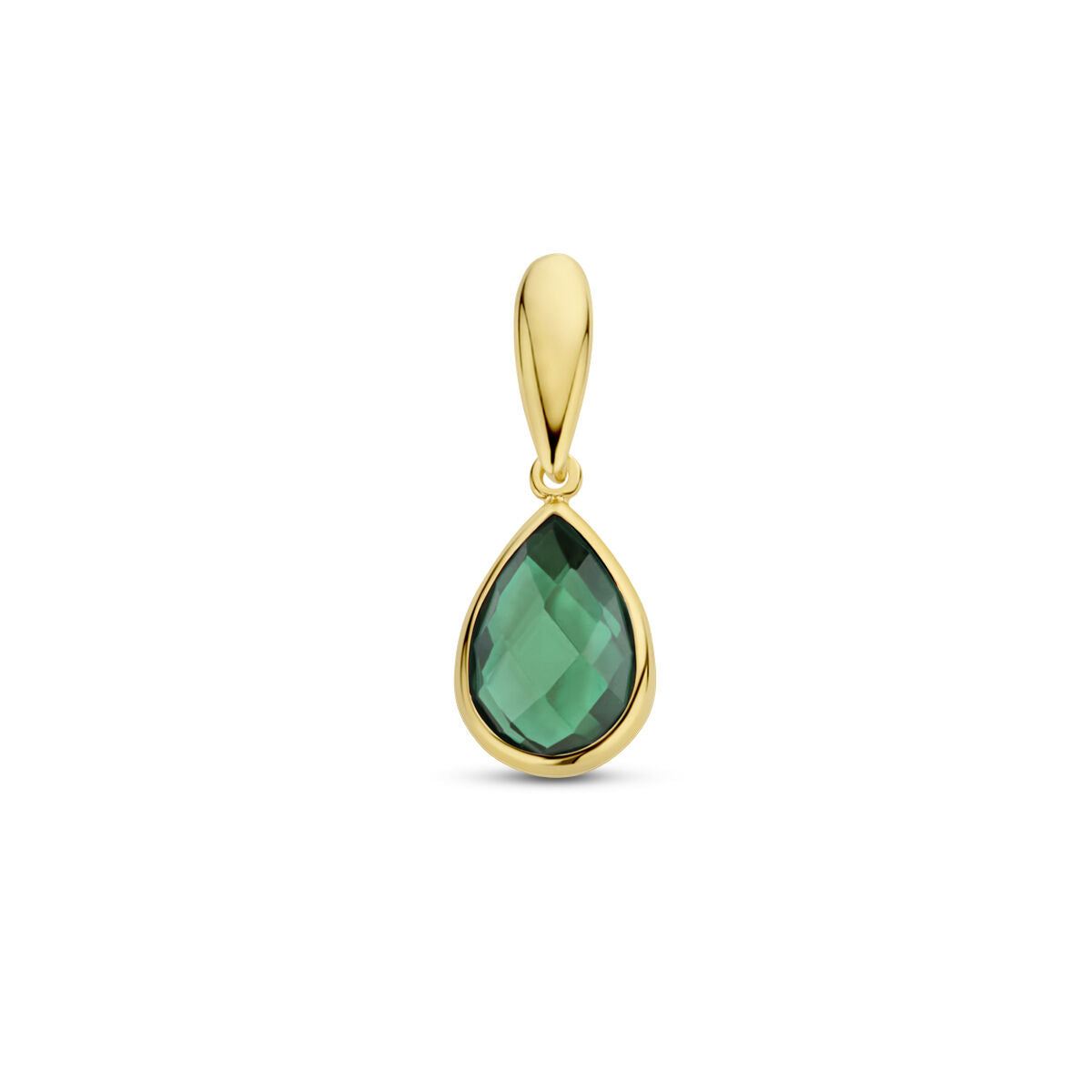 Anhänger grüner Achat 12,5 mm 14K Gelbgold