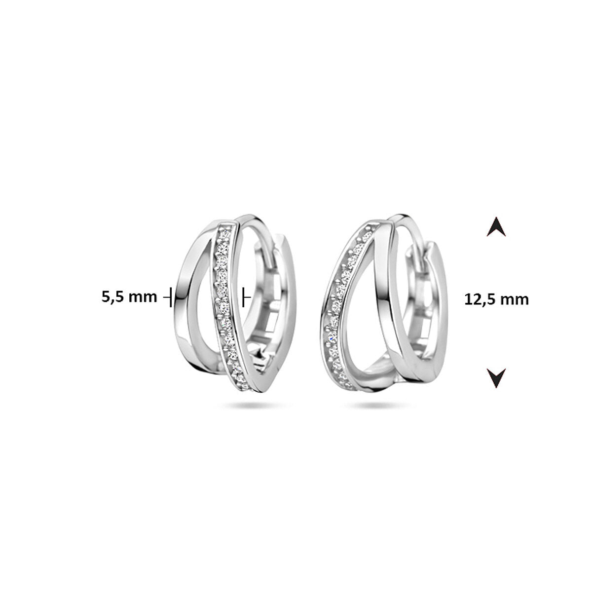 klapoorringen zirkonia zilver gerhodineerd