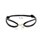 Armband Satin Schwarz Herz und Kreis 13 - 26 cm 14K Gold mit Gummi/Nylon/Leder