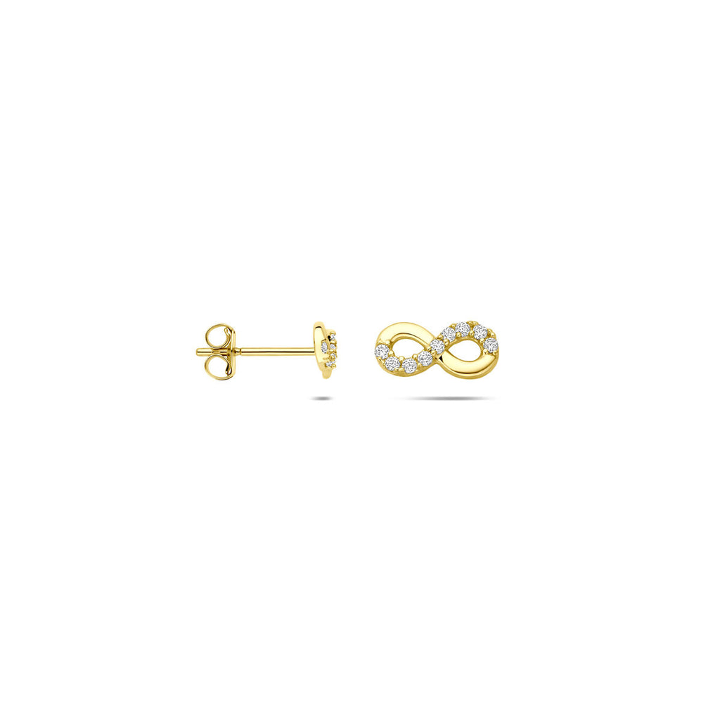 Ohrstecker Infinity Zirkonia 4 mm 14K Gelbgold