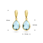 oorhangers blauw topaas 20 mm 14K geelgoud