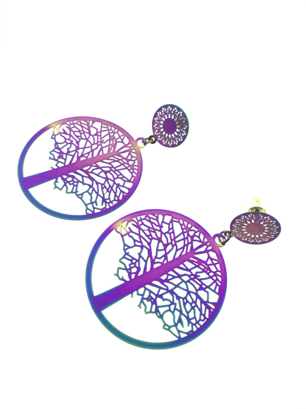 Edelstalen oorhangers met een boom