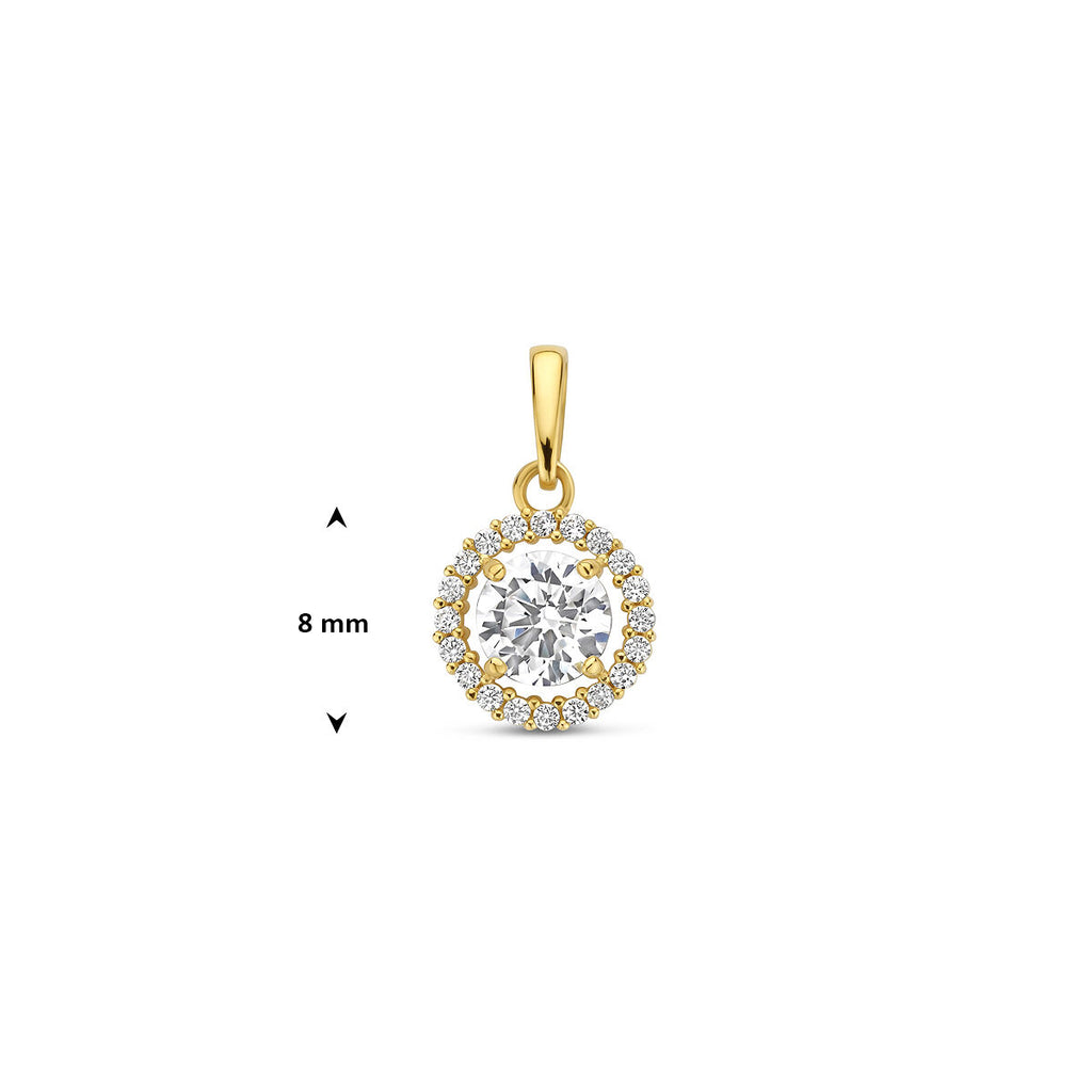 Anhänger Zirkonia Halo 14K Gelbgold