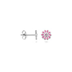 Ohrstecker Emaille Blume Rosa Zirkonia 7 mm Silber rhodiniert