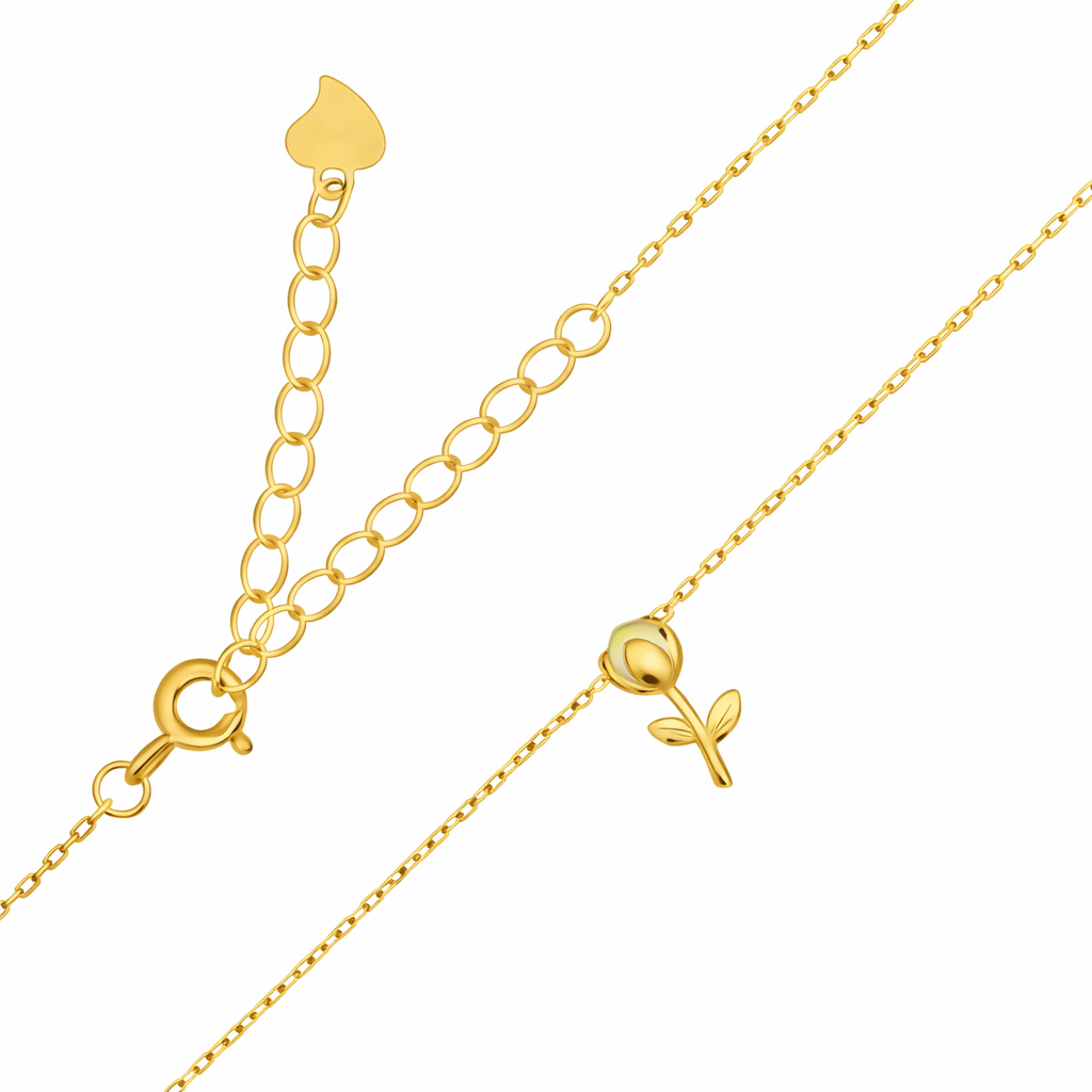 vergoldete Kette mit Blume und Perle