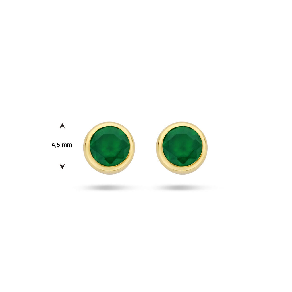Ohrstecker grün Achat 4,5 mm 14K Gelbgold