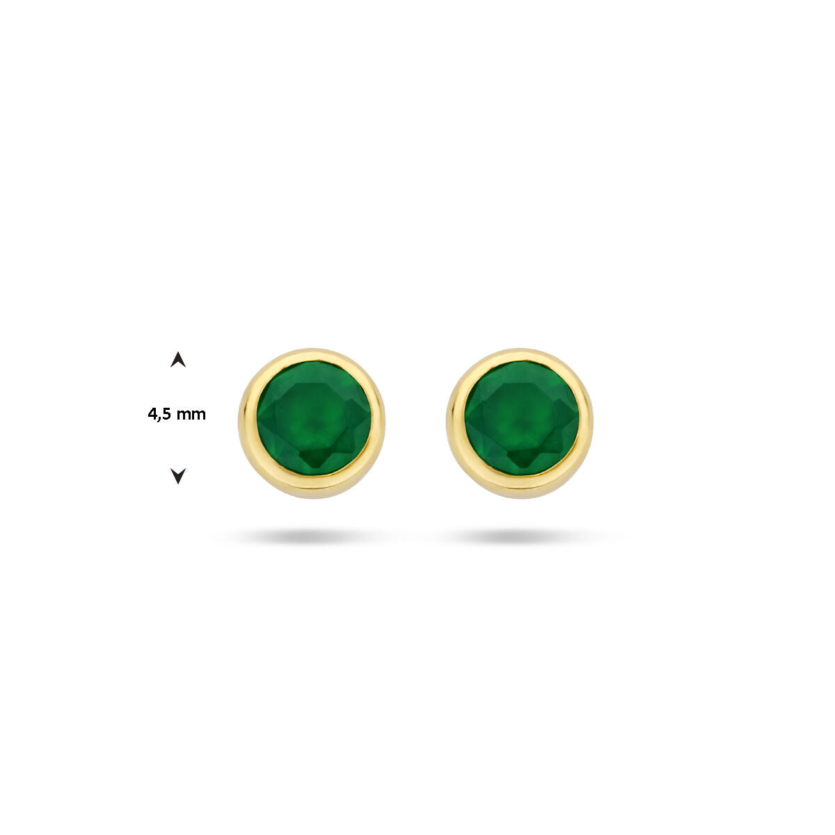 Ohrstecker grün Achat 4,5 mm 14K Gelbgold