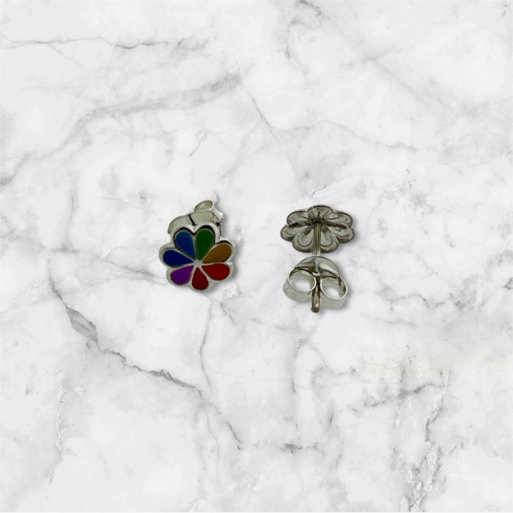 oorknopjes: multi kleur bloemetje