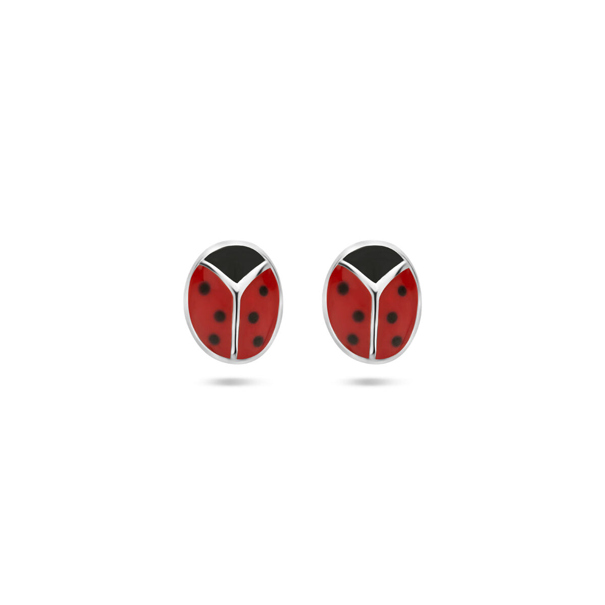 Ohrstecker Emaille Marienkäfer rhodiniert