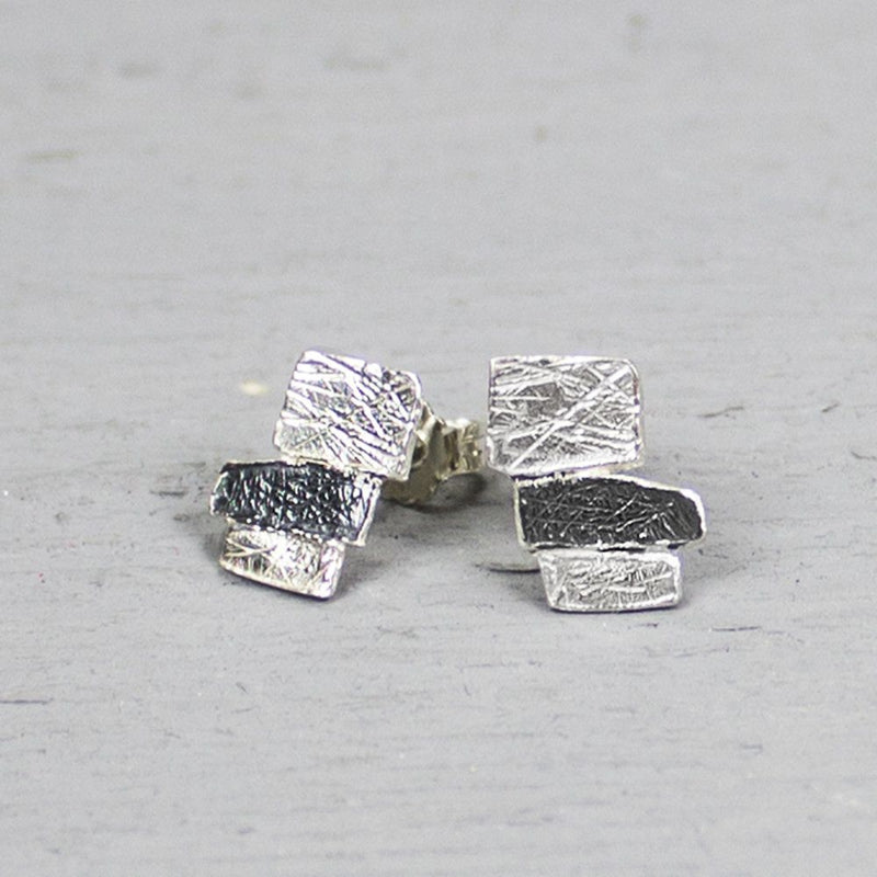 Oorsteker zilver wit