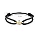 Armband Satin Schwarz 13 - 26 cm 14K Gold mit Gummi/Nylon/Leder