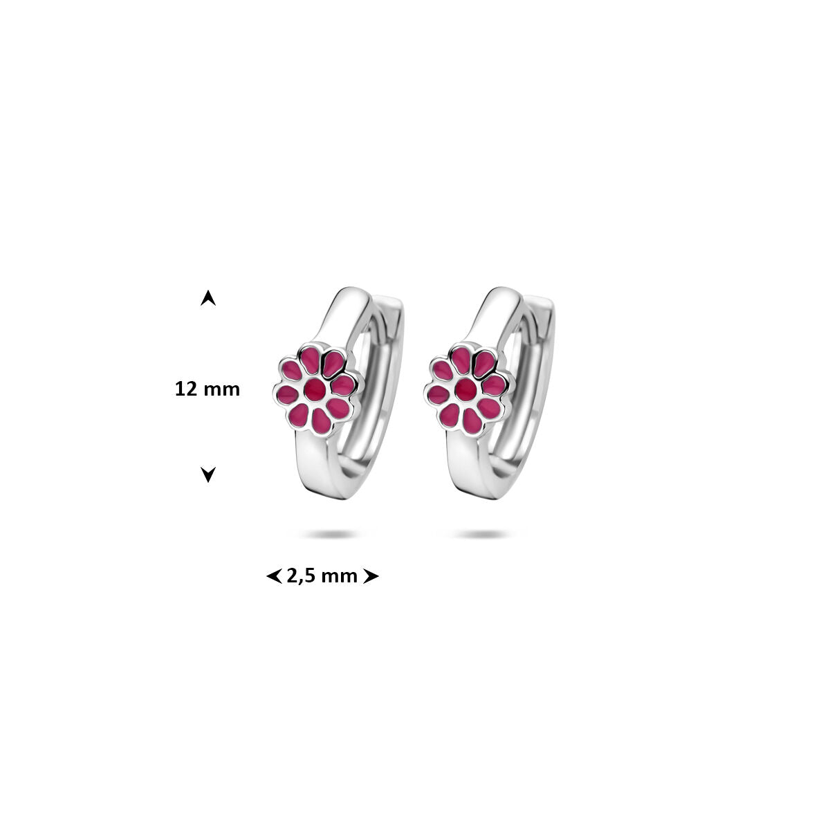 Klappohrringe Blüte Emaille 12 mm Silber rhodiniert