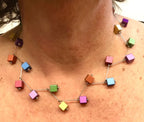 Handgemaakte Multi color collier vierkant