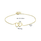 Armband Herzen 16,5 - 17,5 - 18,5 cm 14K Gelbgold