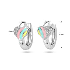 Klappohrringe Herz und Zirkonia Emaille Silber rhodiniert