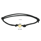 Armband Satin schwarz Herz 13 - 26 cm 14K Gold mit Gummi/Nylon/Leder