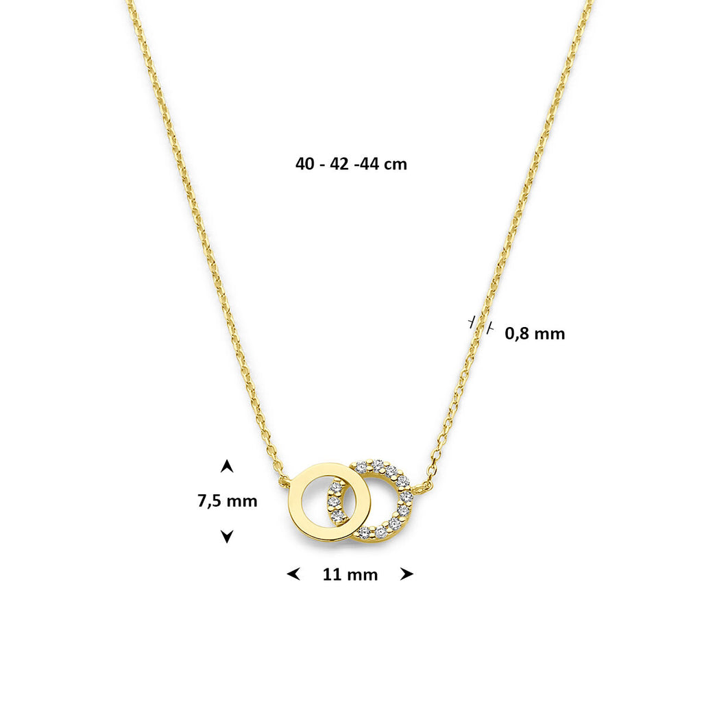 collier zirkonia 40 - 42 - 44 cm 14K geelgoud