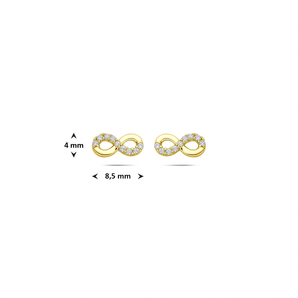 Ohrstecker Infinity Zirkonia 4 mm 14K Gelbgold