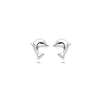 oorknoppen dolfijn 10 mm zilver wit